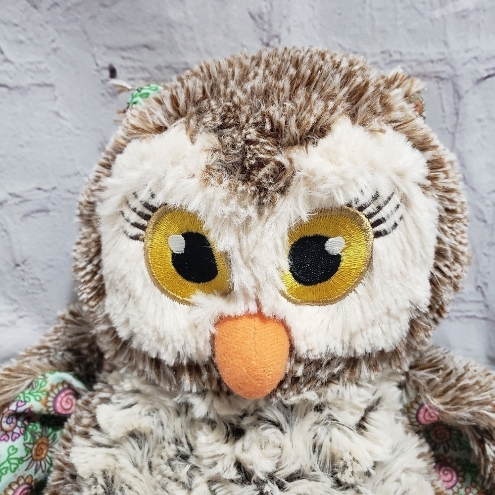 Girl Scouts Owl Plush 100 Years Of Cookies Paisley Sunflower Print 10 Inch Brown